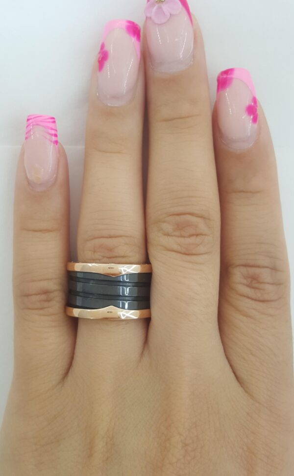 Bvlgari Bulgari B.Zero1 Black Ceramic 18k Rose Gold Four-Band Ring $2,170