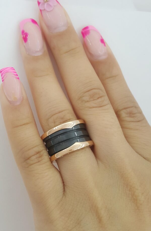 Bvlgari Bulgari B.Zero1 Black Ceramic 18k Rose Gold Four-Band Ring $2,170