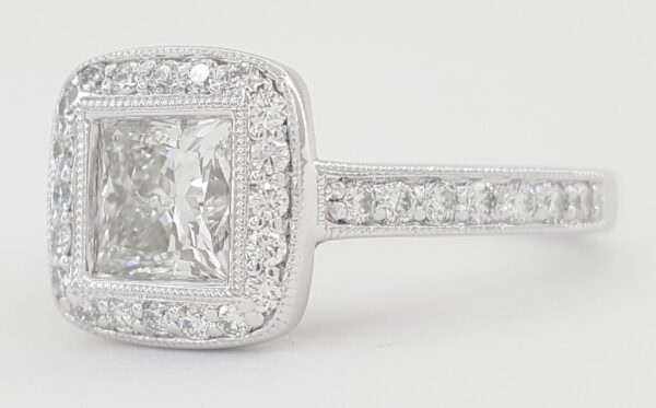 Princess Cut Diamond Halo Engagement Ring 1.5 ct Platinum GIA Retail $8,995
