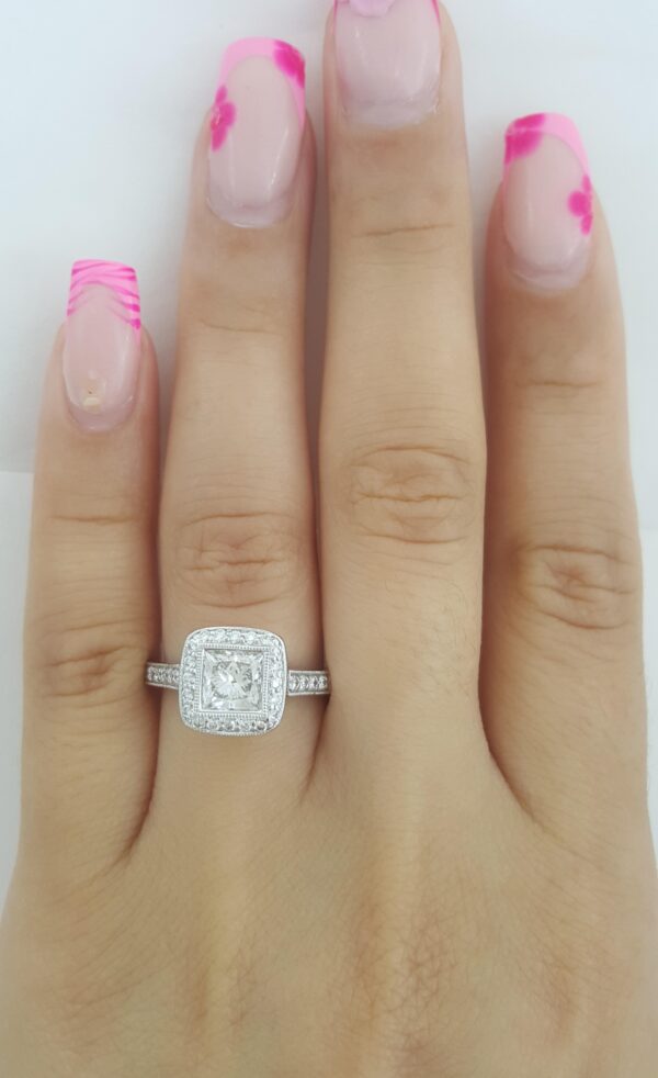 Princess Cut Diamond Halo Engagement Ring 1.5 ct Platinum GIA Retail $8,995