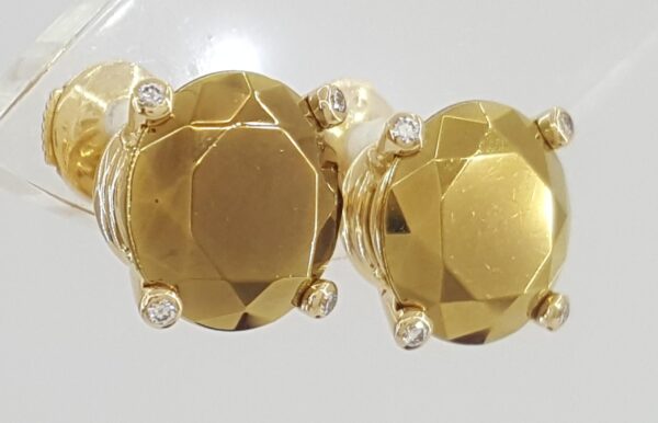 Chopard Golden Diamond Stud Earrings 18k Yellow Gold & Titanium Treated