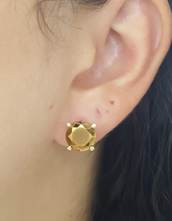 Chopard Golden Diamond Stud Earrings 18k Yellow Gold & Titanium Treated