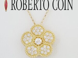 Roberto Coin Daisy Diamond Pendant Necklace 18K Yellow Gold 0.48 ct Rtl $5,300