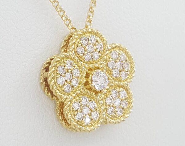 Roberto Coin Daisy Diamond Pendant Necklace 18K Yellow Gold 0.48 ct Rtl $5,300