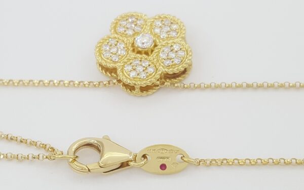 Roberto Coin Daisy Diamond Pendant Necklace 18K Yellow Gold 0.48 ct Rtl $5,300