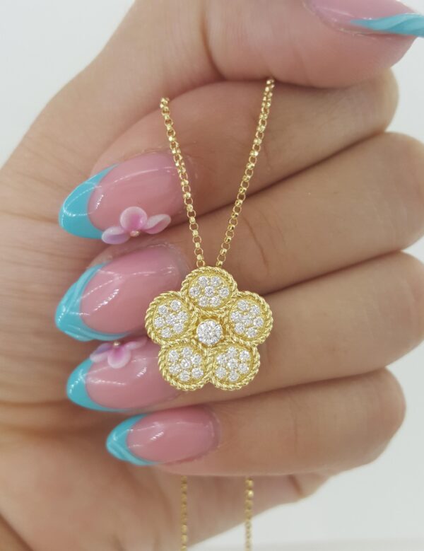 Roberto Coin Daisy Diamond Pendant Necklace 18K Yellow Gold 0.48 ct Rtl $5,300
