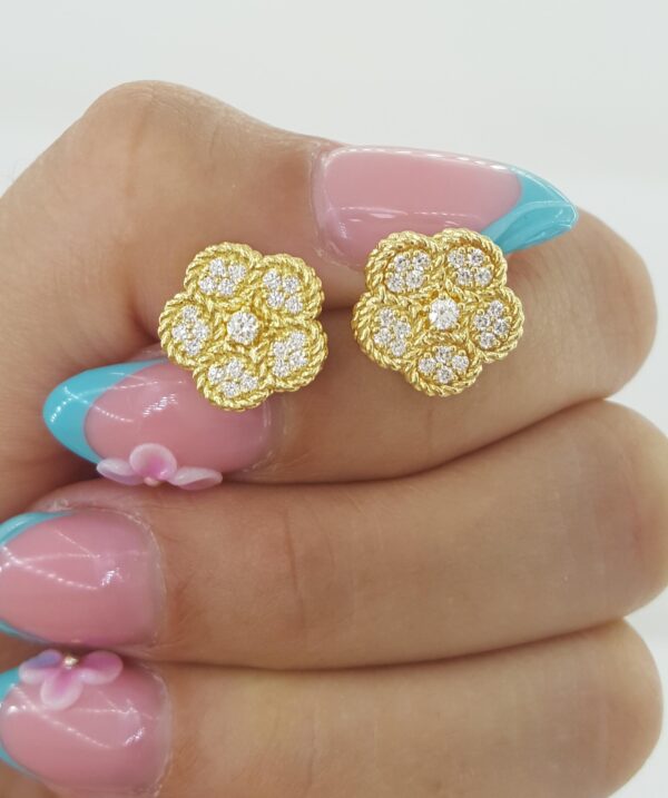 Roberto Coin Daisy Diamond Earrings 0.35 ct 18K Yellow Gold Retail $4,040