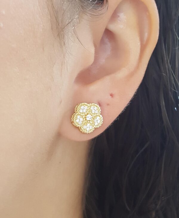 Roberto Coin Daisy Diamond Earrings 0.35 ct 18K Yellow Gold Retail $4,040