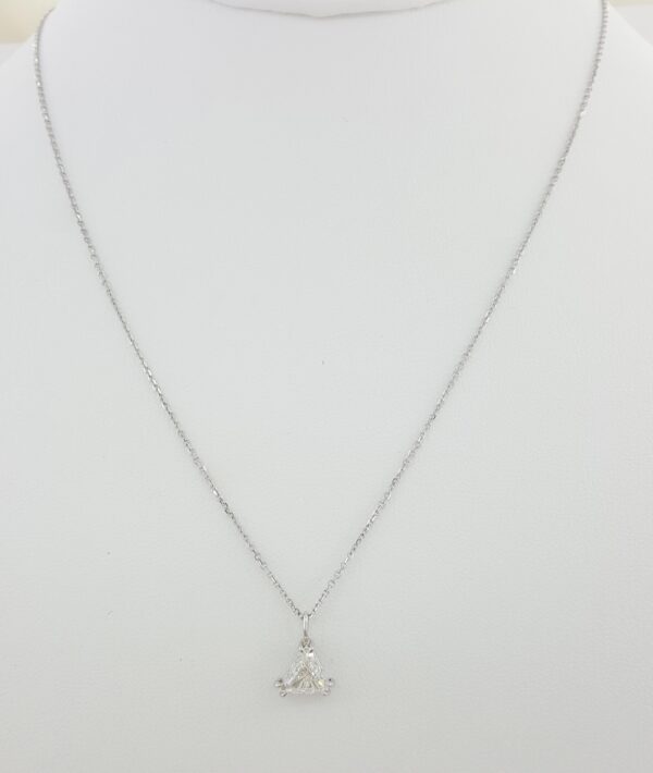 Trillion Diamond Solitaire Pendant Necklace 0.97 ct 14K White Gold GIA Rtl $6.5K