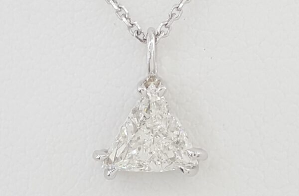 Trillion Diamond Solitaire Pendant Necklace 0.97 ct 14K White Gold GIA Rtl $6.5K