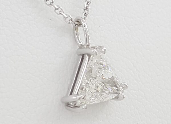 Trillion Diamond Solitaire Pendant Necklace 0.97 ct 14K White Gold GIA Rtl $6.5K