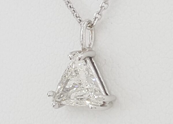 Trillion Diamond Solitaire Pendant Necklace 0.97 ct 14K White Gold GIA Rtl $6.5K