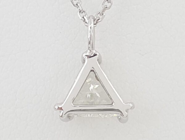Trillion Diamond Solitaire Pendant Necklace 0.97 ct 14K White Gold GIA Rtl $6.5K
