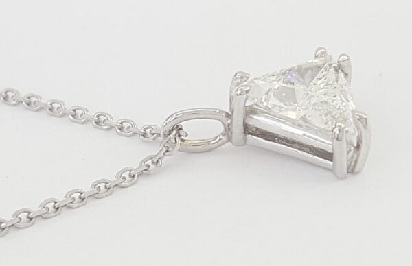 Trillion Diamond Solitaire Pendant Necklace 0.97 ct 14K White Gold GIA Rtl $6.5K