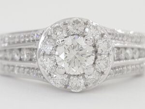 Round Brilliant Diamond Halo Engagement Ring 1 ct 14k White Gold Rtl $4K