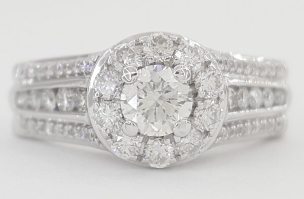 Round Brilliant Diamond Halo Engagement Ring 1 ct 14k White Gold Rtl $4K