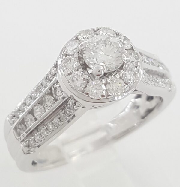 Round Brilliant Diamond Halo Engagement Ring 1 ct 14k White Gold Rtl $4K