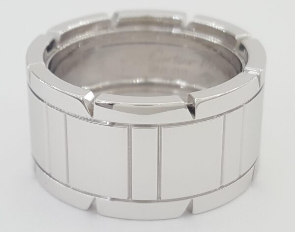 Cartier Tank Francaise Large Wedding Band Ring 18k White Gold 12 mm Size 61 US 9
