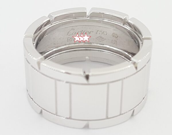 Cartier Tank Francaise Large Wedding Band Ring 18k White Gold 12 mm Size 61 US 9
