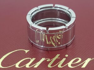 Cartier Tank Francaise Large Wedding Band Ring 18k White Gold 12 mm Size 61 US 9