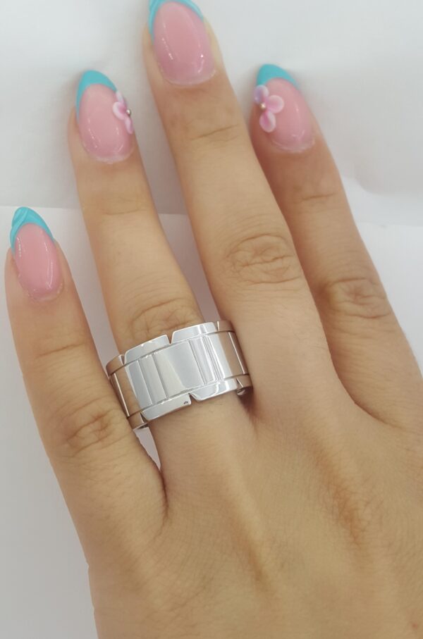 Cartier Tank Francaise Large Wedding Band Ring 18k White Gold 12 mm Size 61 US 9