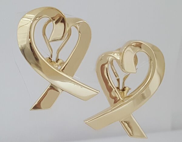 Vintage Tiffany & Co Paloma Picasso Large Loving Heart 18K Gold Earrings 21.5 gr