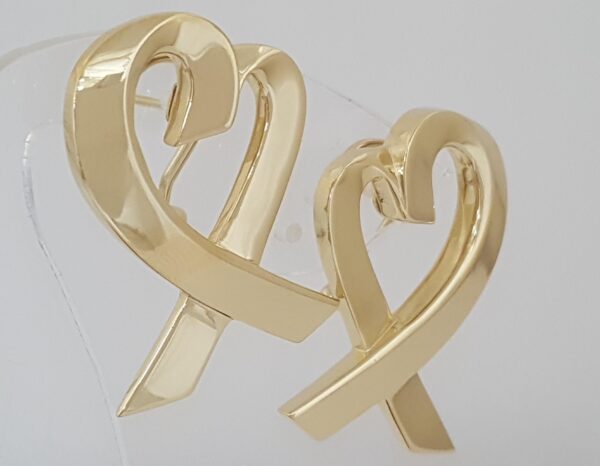 Vintage Tiffany & Co Paloma Picasso Large Loving Heart 18K Gold Earrings 21.5 gr