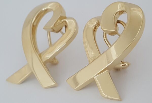 Vintage Tiffany & Co Paloma Picasso Large Loving Heart 18K Gold Earrings 21.5 gr