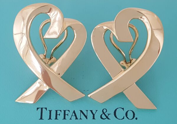 Vintage Tiffany & Co Paloma Picasso Large Loving Heart 18K Gold Earrings 21.5 gr