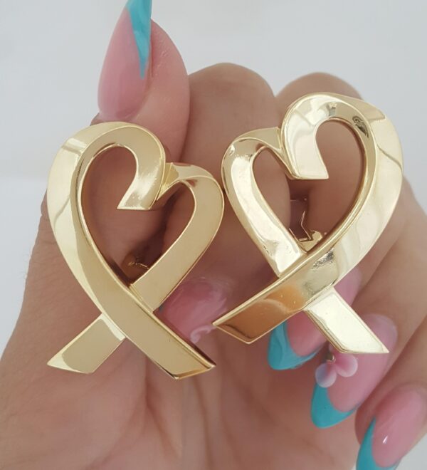 Vintage Tiffany & Co Paloma Picasso Large Loving Heart 18K Gold Earrings 21.5 gr
