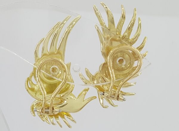 Vintage Tiffany & Co Schlumberger 18K Yellow Gold Clip-On Earrings 15 Gr 1.25"