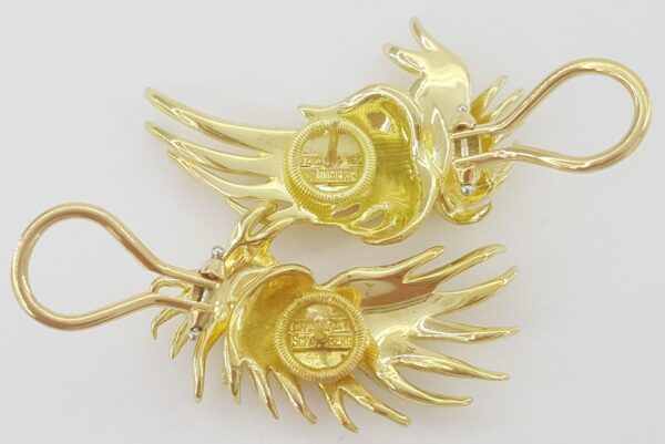 Vintage Tiffany & Co Schlumberger 18K Yellow Gold Clip-On Earrings 15 Gr 1.25"