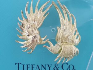 Vintage Tiffany & Co Schlumberger 18K Yellow Gold Clip-On Earrings 15 Gr 1.25"