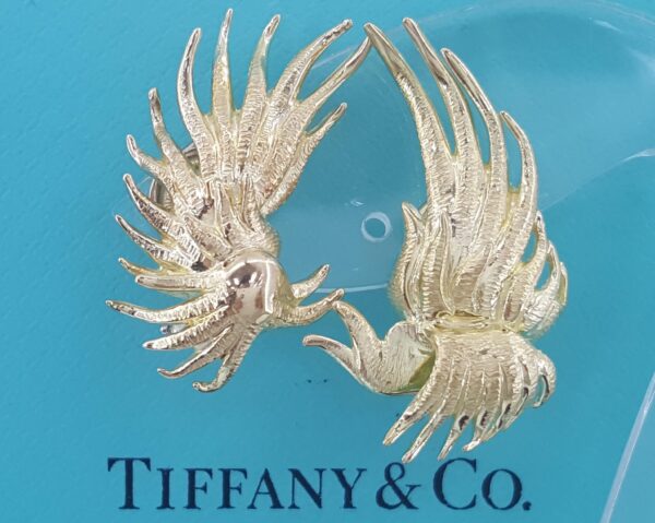 Vintage Tiffany & Co Schlumberger 18K Yellow Gold Clip-On Earrings 15 Gr 1.25"