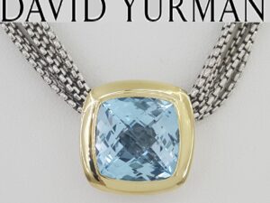 David Yurman Albion Blue Topaz Silver & 18k Yellow Gold Multi-Strand Necklace
