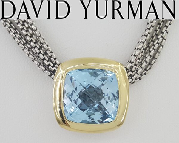 David Yurman Albion Blue Topaz Silver & 18k Yellow Gold Multi-Strand Necklace