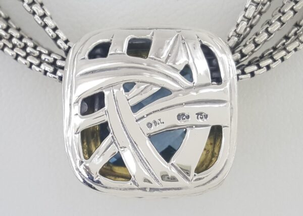 David Yurman Albion Blue Topaz Silver & 18k Yellow Gold Multi-Strand Necklace
