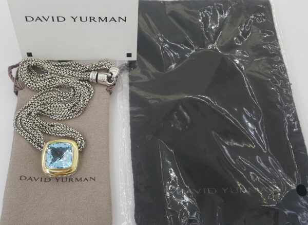 David Yurman Albion Blue Topaz Silver & 18k Yellow Gold Multi-Strand Necklace