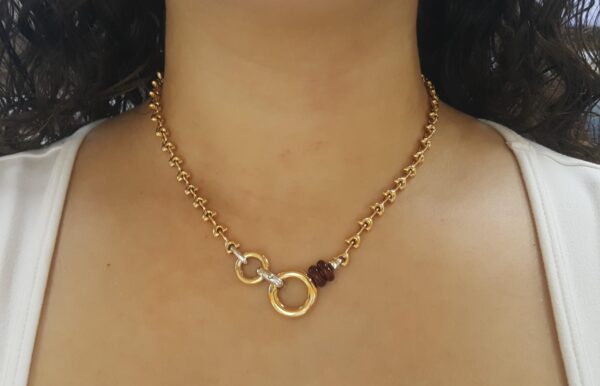 18K Rose Gold & White Gold Enamel Necklace Bracelet 31" 16.5" 47 Grams