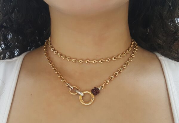 18K Rose Gold & White Gold Enamel Necklace Bracelet 31" 16.5" 47 Grams
