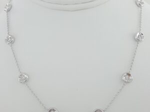 Round Brilliant Cut Diamond By The Yard Necklace 16" 1.4 ct 14K White Gold