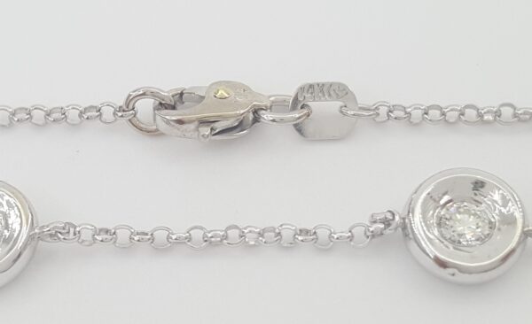Round Brilliant Cut Diamond By The Yard Necklace 16" 1.4 ct 14K White Gold
