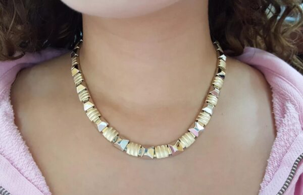 Faro Italy Square Links Chain Necklace 14K Yellow Gold 8.7mm Wide 48 Grams 17"