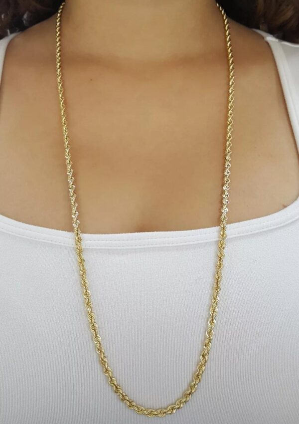 14K Yellow Gold Diamond Cut Rope Chain Necklace 30" 33.7 Grams 3.7 mm