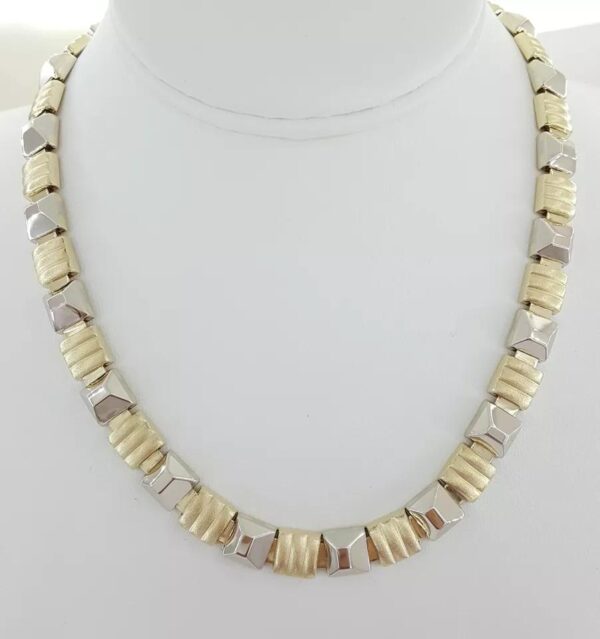 Faro Italy Square Links Chain Necklace 14K Yellow Gold 8.7mm Wide 48 Grams 17"