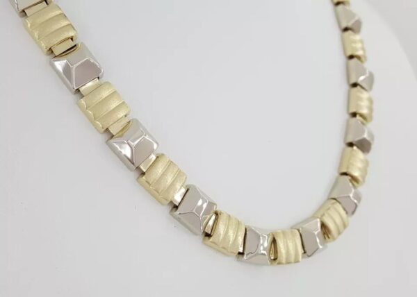 Faro Italy Square Links Chain Necklace 14K Yellow Gold 8.7mm Wide 48 Grams 17"
