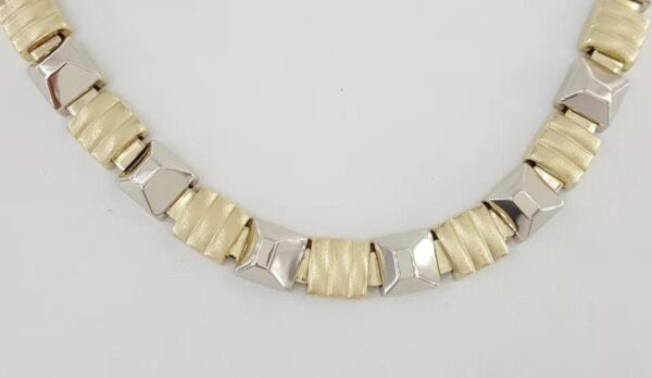 Faro Italy Square Links Chain Necklace 14K Yellow Gold 8.7mm Wide 48 Grams 17"