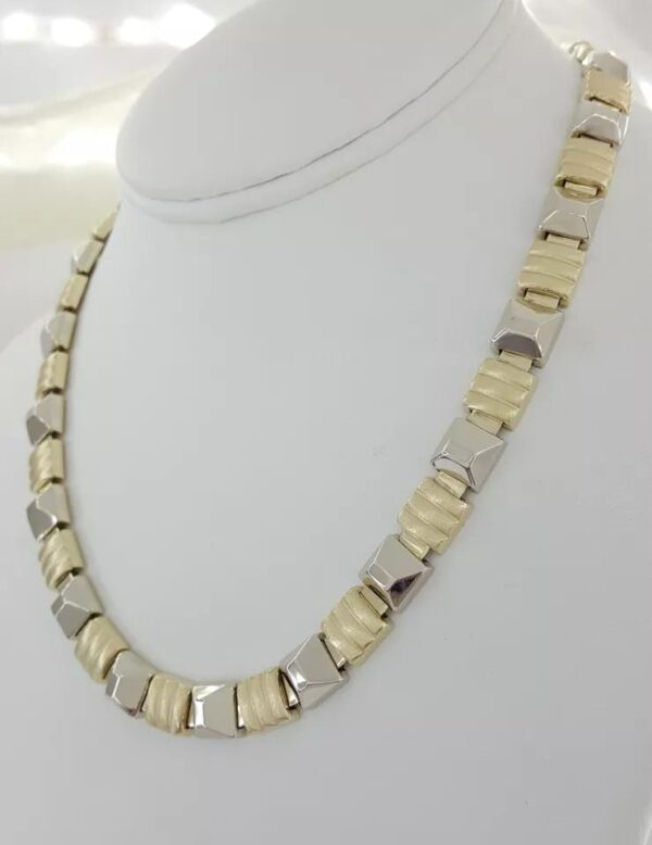 Faro Italy Square Links Chain Necklace 14K Yellow Gold 8.7mm Wide 48 Grams 17"