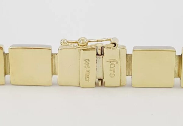 Faro Italy Square Links Chain Necklace 14K Yellow Gold 8.7mm Wide 48 Grams 17"