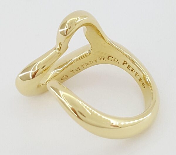 Vintage Tiffany & Co Elsa Peretti ® 18K Yellow Gold Large Open Heart Ring 18.6mm